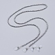 ロープメガネネックコード  ストラップメガネストリングホルダー  電気メッキガラスビーズ  真鍮製のつぶし玉とゴム製ループの端  銀  31.3インチ（79.5cm） X-AJEW-EH00008-04-1