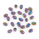 Nbeads 30 pièces placage en rack perles en alliage de couleur arc-en-ciel PALLOY-NB0003-88-7