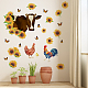 SUPERDANT Farm Animals Wall Stickers Cow Wall Stickers Rooster Sunflower Rustic Wall Decals Peel and Stick Vinyl Removable Wall Art Stickers for Farmhouse Kitchen Dining Room Decorations DIY-WH0228-585-5
