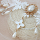 レースチョーカーネックレス  合金模造真珠と  花  ホワイト  11インチ X-NJEW-N0052-485-2