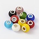 Mixed Color Silver Plated Brass Core Handmade Rondelle Lampwork Large Hole European Beads X-DAP34-1