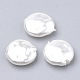 環境に優しいプラスチック模造真珠ビーズ  高い光沢  グレードA  フラットラウンド  ホワイト  13x12x4mm  穴：1mm MACR-T013-22-1