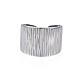 304 Stainless Steel Texture Open Cuff Ring RJEW-S405-258P-2