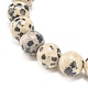 Bracelet extensible en jaspe dalmatien naturel avec perles en alliage BJEW-JB08017-01-5