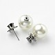 Cubic Zirconia and Acrylic Pearl Double Faced Ear Studs EJEW-L085-M-3