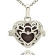 Silver Color Plated Brass Hollow Heart Cage Pendants KK-J243-09S-1