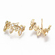 Brass Micro Pave Clear Cubic Zirconia Stud Earrings KK-T062-42G-NF-2