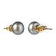 Natural Pearl Rondelle Stud Earrings EJEW-JE04585-02-3