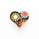 2Pcs 2 Color Heart Flower Enamel Pins JEWB-N007-040-FF-2
