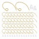 パンダホールエリート100個真鍮ピアスフック  耳ワイヤー  120個のプラスチック製イヤーナット付き  ゴールドカラー  21~22x13~14mm  穴：0.8mm  21ゲージ  ピン：0.7mm KK-PH0002-74-1