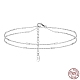 Bracelet de cheville en argent sterling plaqué rhodium avec chaîne torsadée double et perles AJEW-F162-006P-1