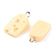 樹脂チャーム  プラチナアイアンペグベイル付き  模造食品  チーズ  ナバホホワイト  20x10x5.5mm  穴：2mm RESI-O009-06-2