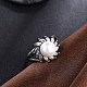 エレガントな真鍮のシェルパールの指の指輪  花  ガンメタ色  usサイズ6（16.5mm） RJEW-BB23131-6-3
