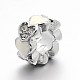 Platinum Plated Alloy Pave Crystal Rhinestone Enamel Large Hole European Column Carved Heart Beads ENAM-E270-01A-2