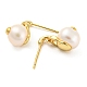 Rack Plating Brass Dangle Stud Earrings with Natural Pearl EJEW-M227-01G-2