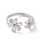 304 кольцо-манжета с цветком из нержавеющей стали для женщин RJEW-D120-07P-2