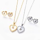 304 Stainless Steel Rhinestone Pendant Necklaces and Stud Earring Jewelry Sets SJEW-L193-07-1