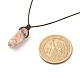 Natural Agate Nugget Pendant Necklace with Cowhide Leather Cord NJEW-JN03882-04-6