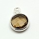 Silver Color Plated Brass Glass Flat Round Charms GLAA-M003-A-07S-1