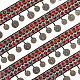 Ahandmaker5ヤードエスニックスタイルの刺繡ポリエステルリボン  ジャカードリボン  チロリアンリボン  服飾材料  チベット風のインディアンチャーム付き  カラフル  1-7/8インチ（47mm）  5ヤード/セット OCOR-GA0001-19-1