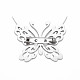バタフライブローチ  バックパックの服のための201つのステンレス鋼の昆虫の襟章  ニッケルフリー＆鉛フリー  ステンレス鋼色  42x47.5x7mm  ピン：0.7mm JEWB-N007-015P-FF-3