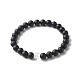 Ensemble de bracelets extensibles en perles de cristal de quartz synthétique et perles de pierre noire synthétique pour cadeau femme fille BJEW-JB06792-2