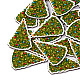 プリントバスウッドペンダント  クリスマスツリー  オリーブドラブ  57x39x3mm  穴：1.8mm X-WOOD-S045-047-1
