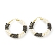 Boucles d'oreilles créoles huggie en perles de porcelaine pour femmes EJEW-C003-01-RS-2