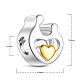 TINYSAND 925 Sterling Silver Hand in Hand Heart Charm European Beads TS-C-174-2