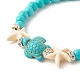 Bracelet extensible étoile de mer et tortue synthétique turquoise (teint) BJEW-JB07702-02-4