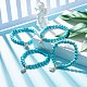 Bracelet extensible perlé rond turquoise synthétique avec goutte charm pour femme BJEW-JB07584-2
