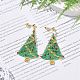 Boucles d'oreilles pendantes en forme d'arbre de Noël tressé en graines de verre EJEW-MZ00027-3