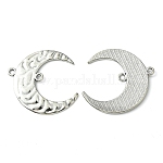 Tibetan Style Hammered Metal Crescent Moon Links connectors for Dangle Charms, Lead Free and Cadmium Free, Antique Silver, 36x33x1.5mm, Hole: 2mm