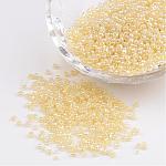 12/0 Ceylon Round Glass Seed Beads, Champagne Yellow, Size: about 2mm in diameter, hole:1mm, about 3303pcs/50g