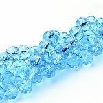 Handmade Glass Beads, Crystal Suncatcher, Faceted, Rondelle, Dark Turquoise, 10x7mm, Hole: 1mm