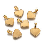 Fashionable 304 Stainless Steel Stamping Blank Tag Pendants, Heart, Golden, 17x16x3mm, Hole: 3.5x6mm