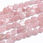 Natürlichen Rosenquarz Perlen Stränge, getrommelt Stein, Nuggets, 5~11x4~9x4~10 mm, Bohrung: 0.8 mm, ca. 45 Stk. / Strang, 15.75 Zoll (40 cm)
