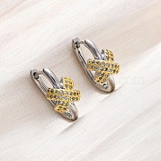 Х-образные серьги-кольца из латуни с микропаве из прозрачных кубических цирконий EJEW-H158-18A-GP