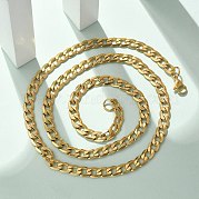 Ожерелья из кубинской цепи из нержавеющей стали 304 NJEW-S442-01G