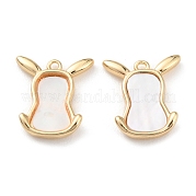 Rack Plating Brass Cow Head Charms with Shell KK-A183-51G