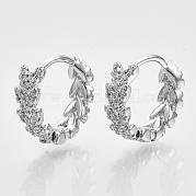 Серьги-кольца из латуни с микропаве из кубического циркония EJEW-N011-03P