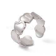 304 Stainless Steel Heart Wrap Open Cuff Ring for Women RJEW-C045-15P