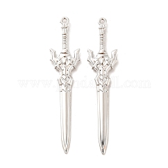 Gestell Legierung große Anhänger, Cadmiumfrei und Nickel frei und Bleifrei, Schwert Charme, Platin Farbe, 59x13x3 mm, Bohrung: 1.5 mm