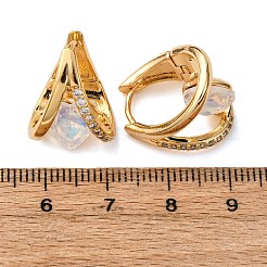 Creolen aus Messing mit Mikropavé und Zirkonia in Herzform&nbsp;EJEW-F384-12G