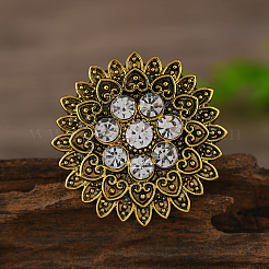 Vintage-Fingerringe im orientalischen Blumenstil aus Zinklegierung mit Strassen&nbsp;TH0297-1