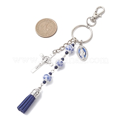 Pendentifs ronds en alliage et porcelaine faite à la main&nbsp;HJEW-JM04644