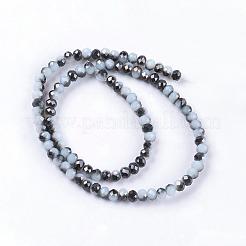 Perlas de rondelle facetado de vidrio electrochapa hebras&nbsp;EGLA-D020-3x2mm-M3