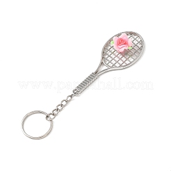 Llaveros de raqueta de tenis y hierro con forma de flor&nbsp;KEYC-JKC01443