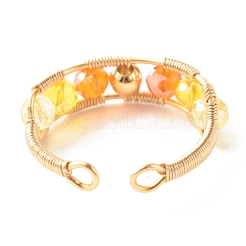 Anello polsino con perline di vetro sfaccettato placcato per ragazze adolescenti&nbsp;X1-RJEW-TA00013-02