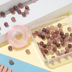 100pcs 8mm natürliche Erdbeerquarz runde Perlen&nbsp;DIY-LS0002-51